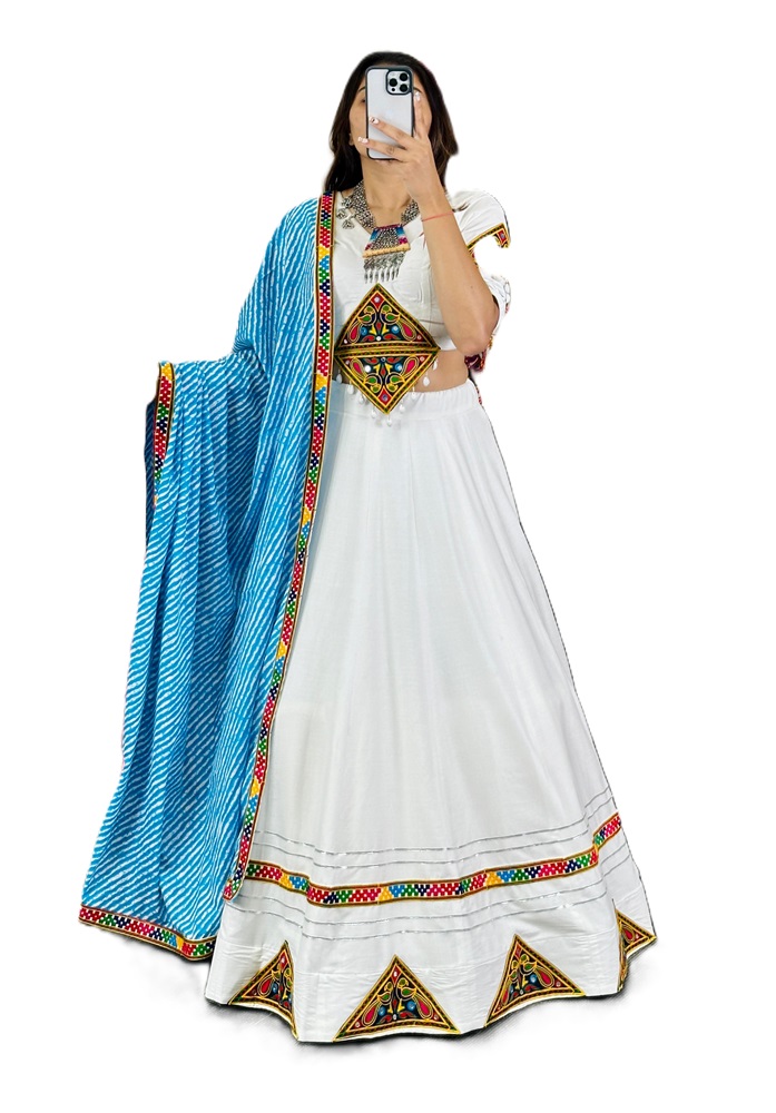 Festive Collection: Cotton Lehenga with Chain Stitch Work