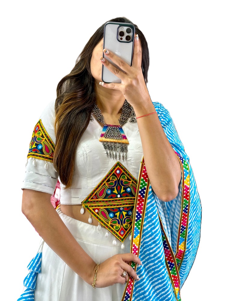 Festive Collection: Cotton Lehenga with Chain Stitch Work