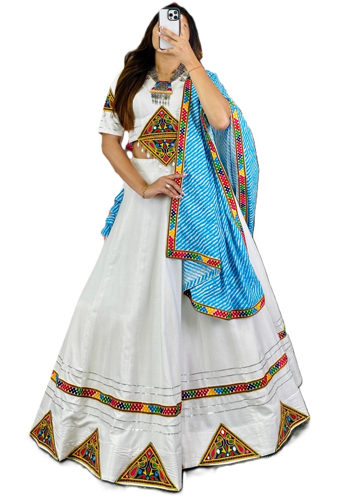 Festive Collection: Cotton Lehenga with Chain Stitch Work