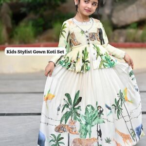 Chinon Silk Gown With Koti Set : Kids Choice