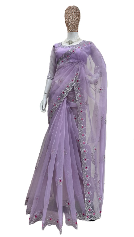 Soft Organza Saree with Thread and Sequin Work