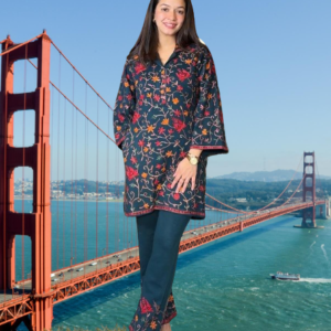 Designer Rayon Fabric Suit with Chain-Stitch Work