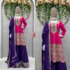 Chinon Silk Suit and Sharara with Sequin & Coding Work