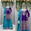 Chinon Silk Suit and Sharara with Sequin & Coding Work