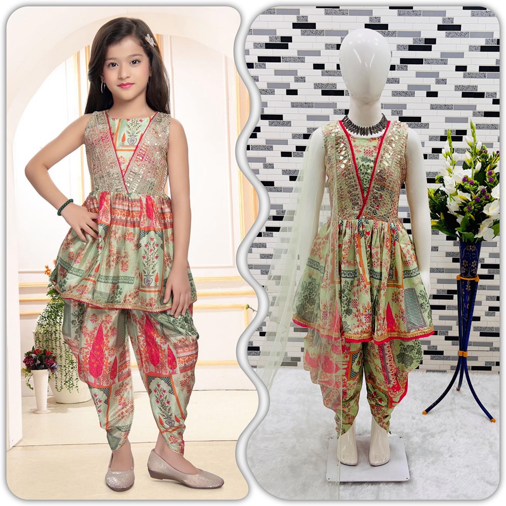 Chinon Silk Dhoti Salwar Suit