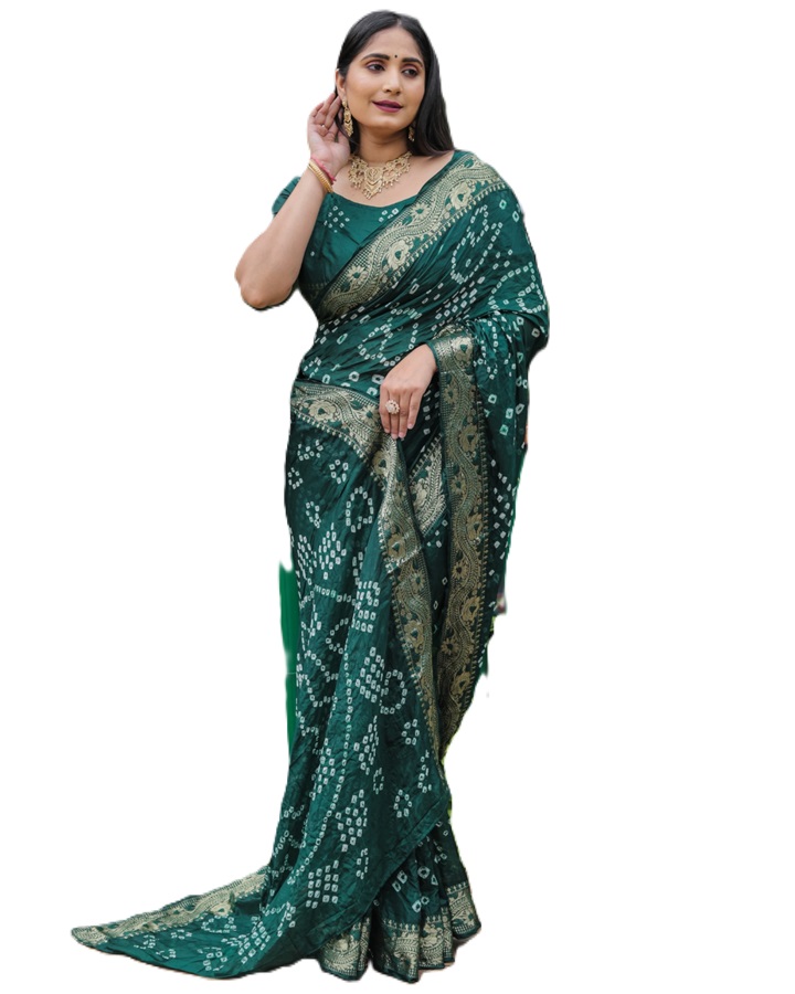 Pure Bandhej work silk