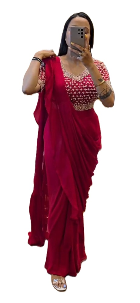 Full Stitched Pre-Draped Saree