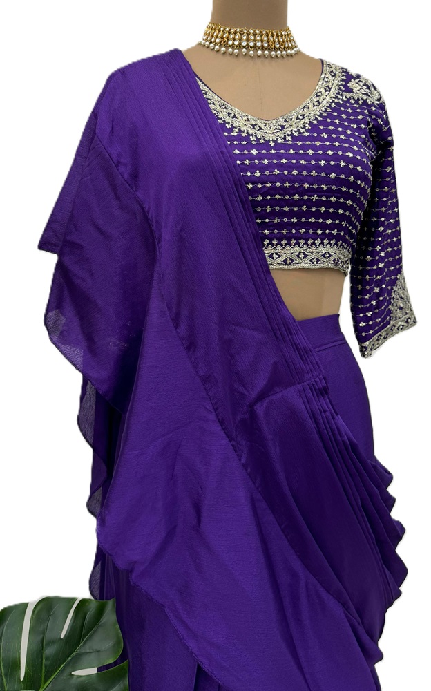 Full Stitched Pre-Draped Saree