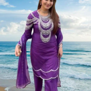 Chinon Silk Designer Kurta with Rivet Moti Work