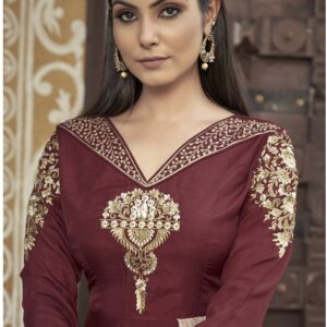 Designer Ankle-Length Gown with Heavy Embroidery