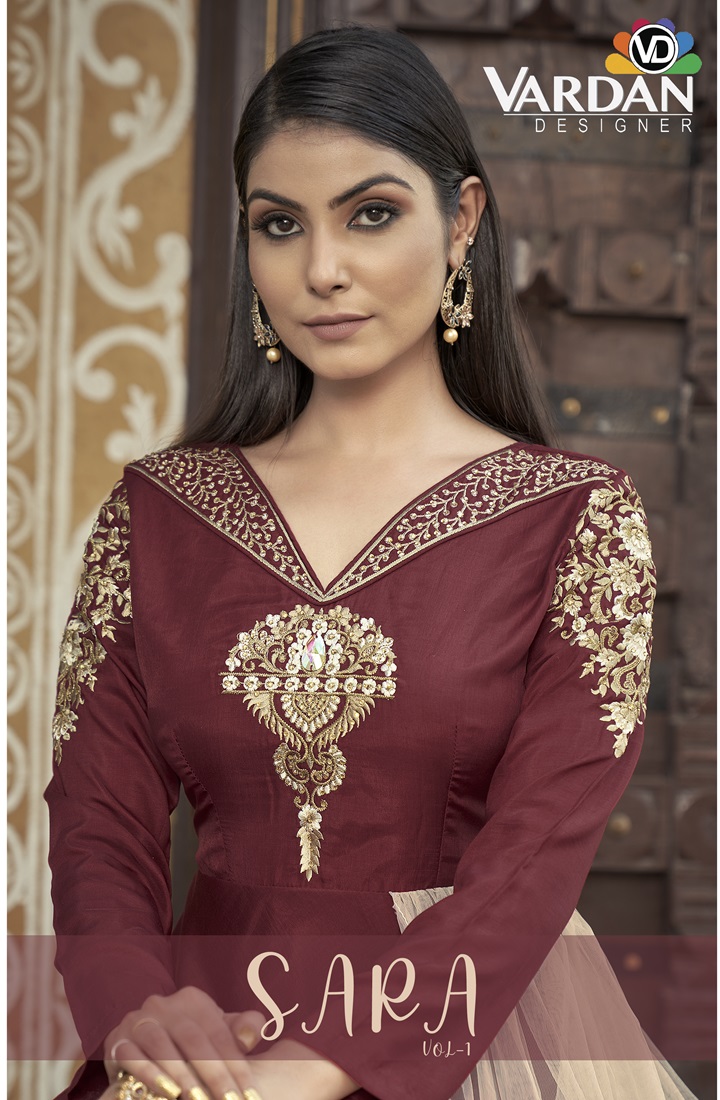 Designer Ankle-Length Gown with Heavy Embroidery