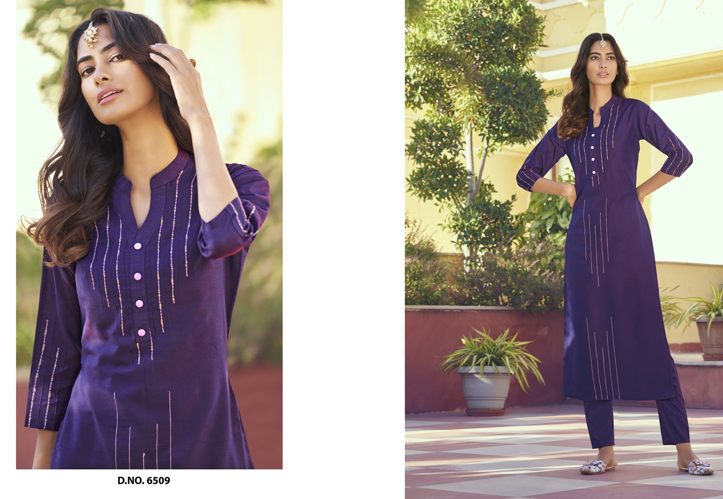 Roman Silk Kurti and Pant Set,