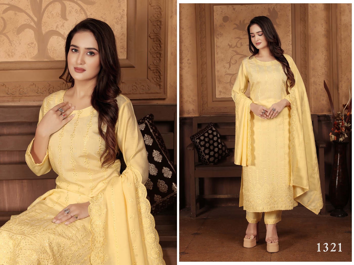 Chanderi Dress with Embroidery & Sequin Work