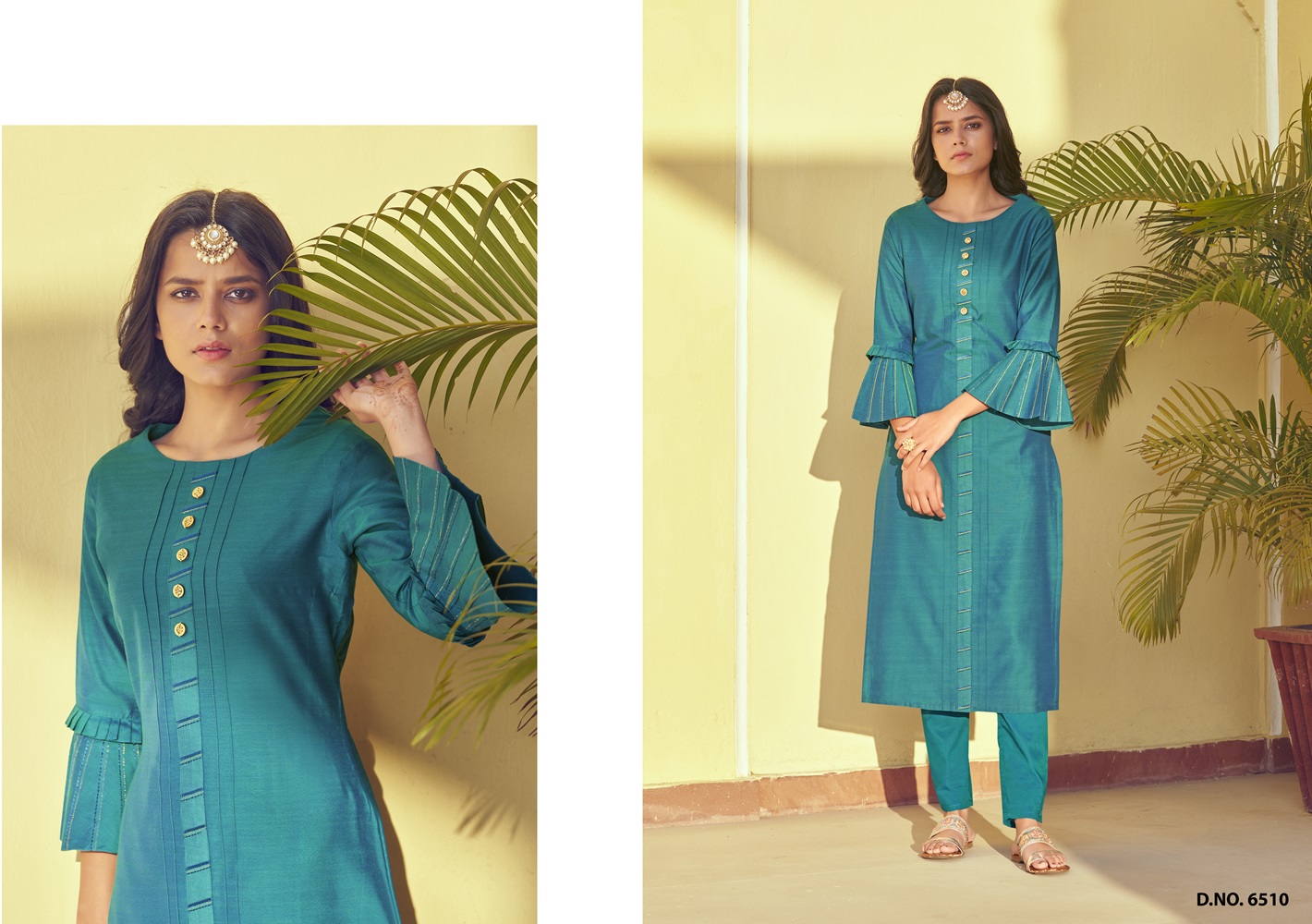 Roman Silk Kurti and Pant Set,