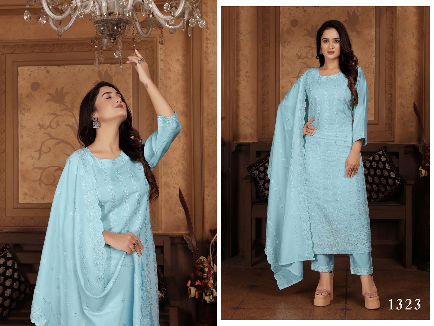 Chanderi Dress with Embroidery & Sequin Work