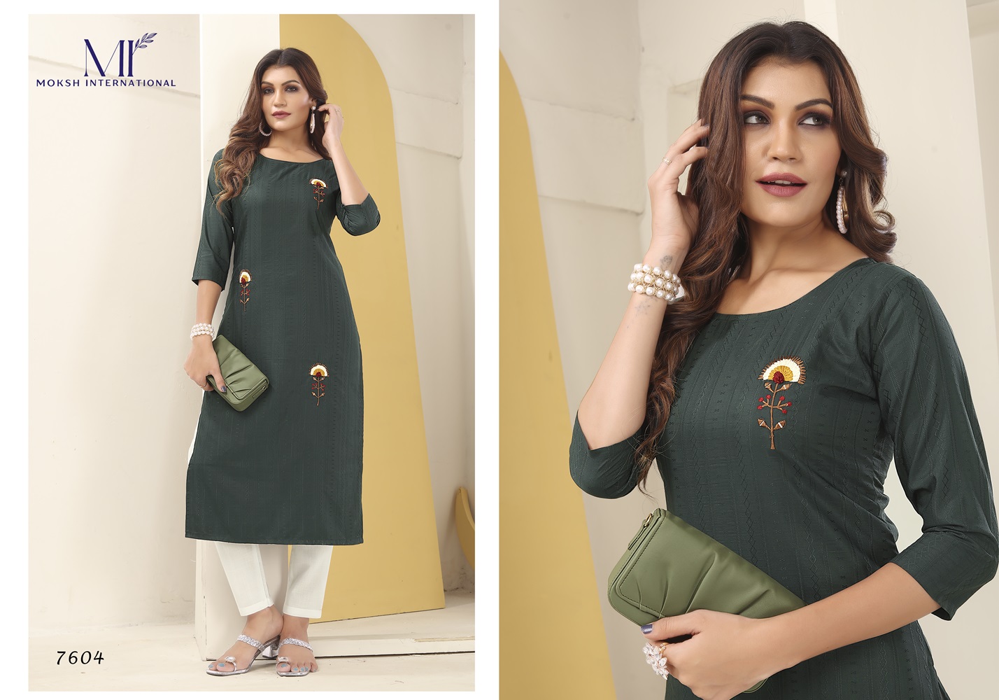 Vision Silk Kurti with Handmade Embroidery