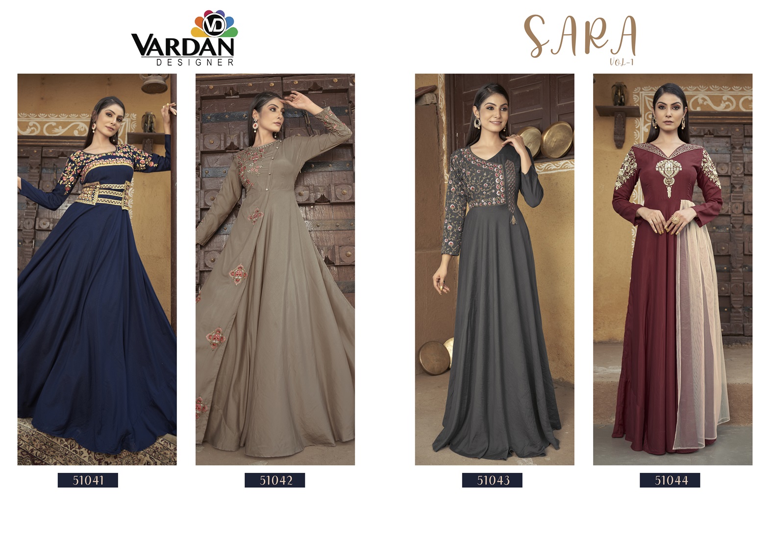 Designer Ankle-Length Gown with Heavy Embroidery