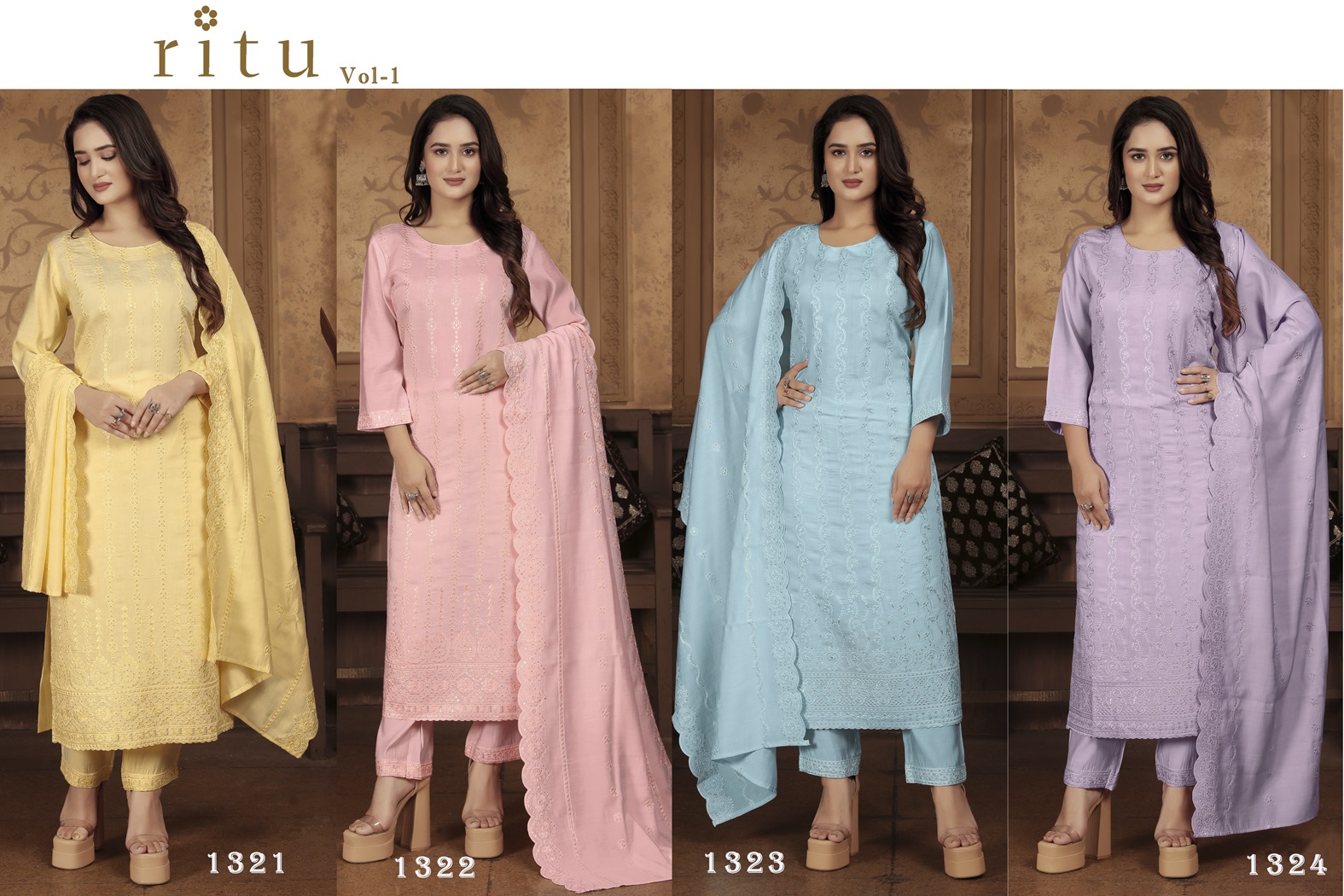 Chanderi Dress with Embroidery & Sequin Work