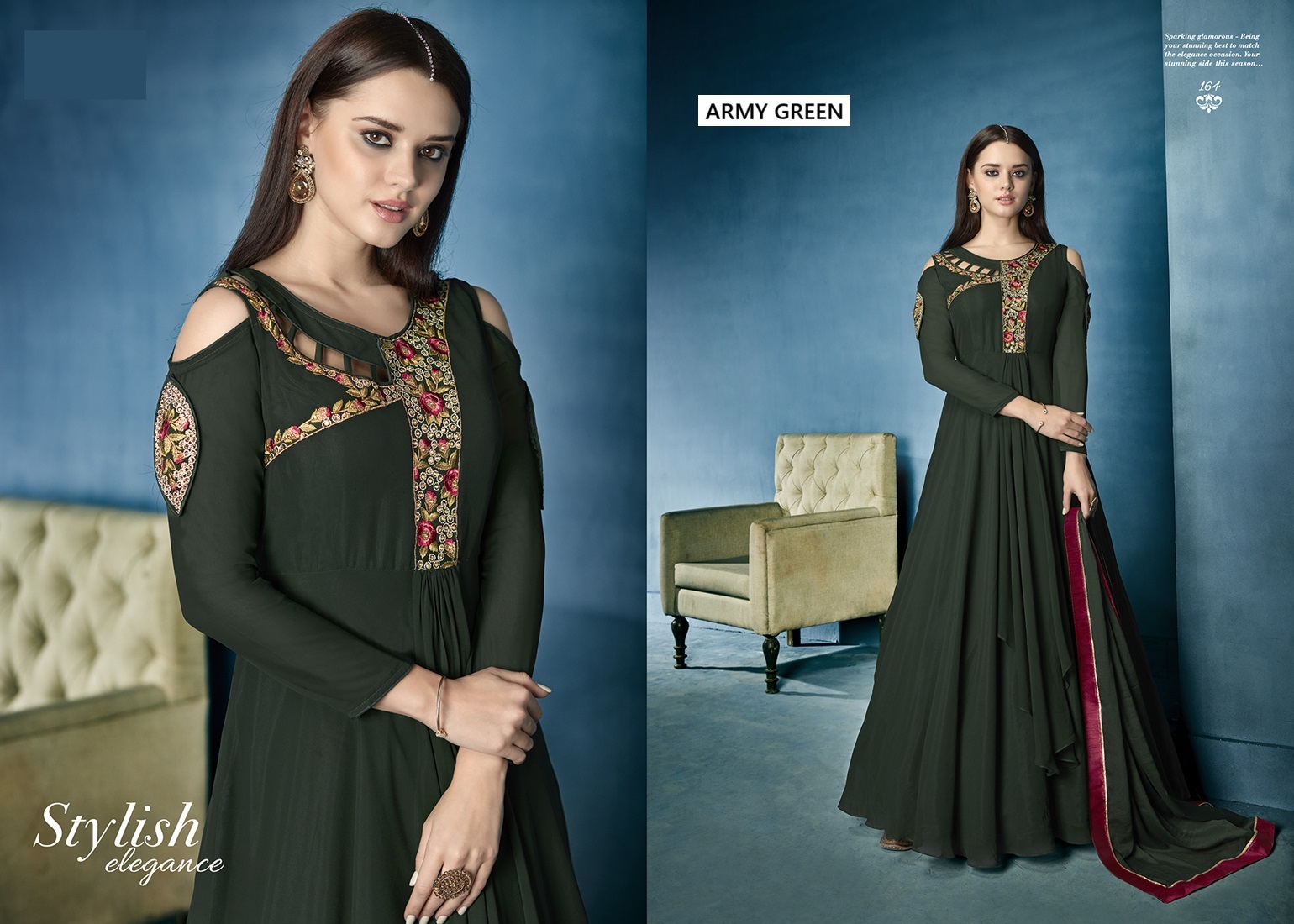 Lichi Georgette Designer Gown with Heavy Embroidery
