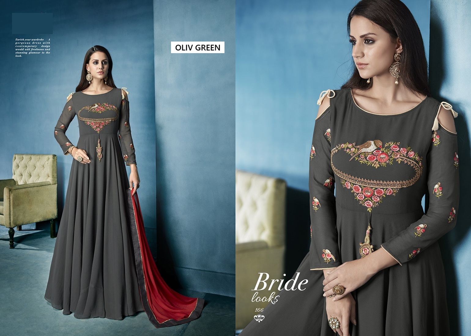 Lichi Georgette Designer Gown with Heavy Embroidery