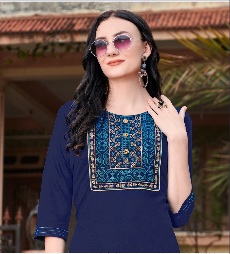 Nira Cotton Kurti with Heavy Embroidery