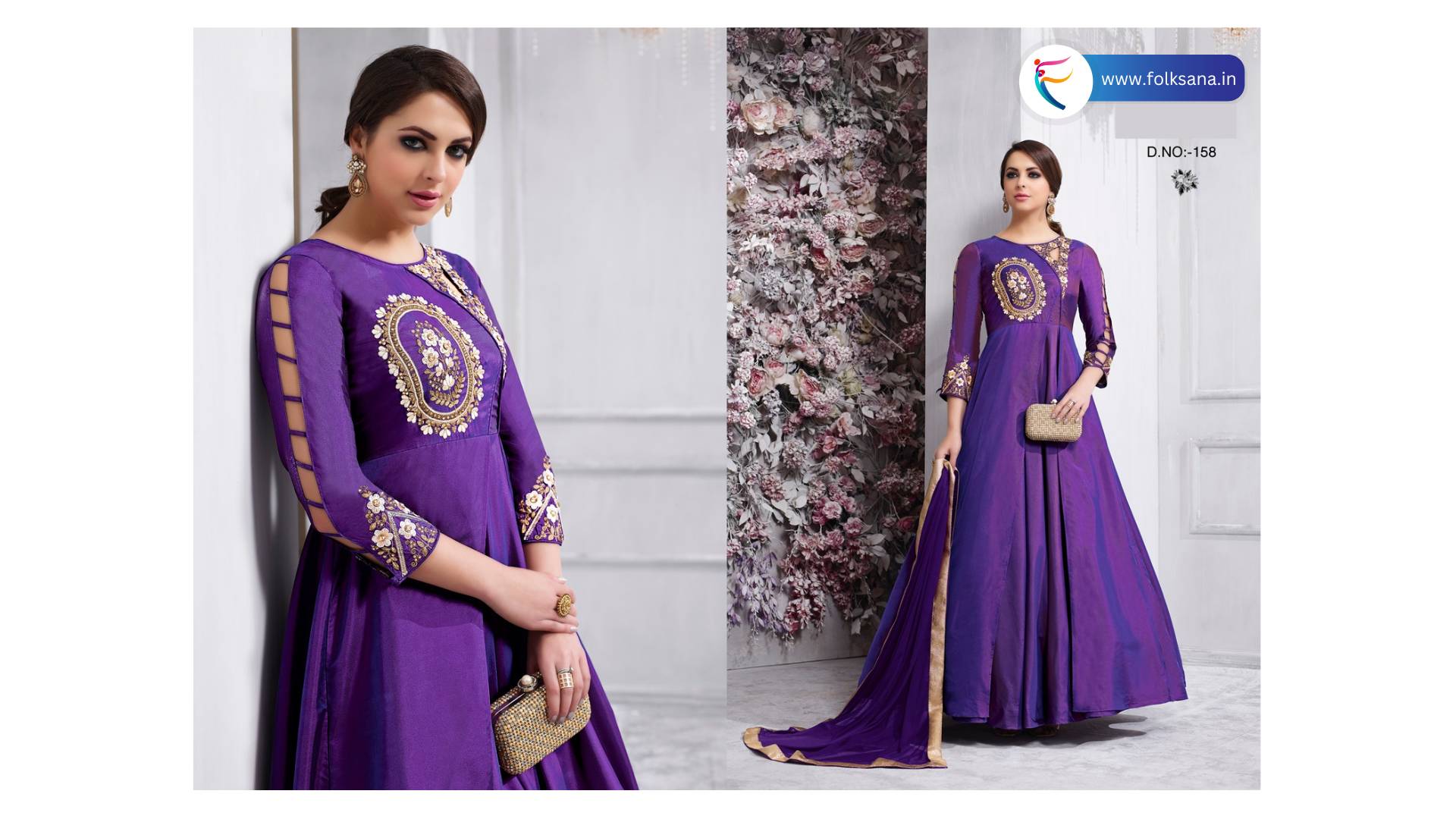 Tapeta Silk Gown with Heavy Embroidery