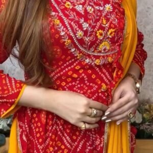 Premium Bandhej Gown Style Kurti