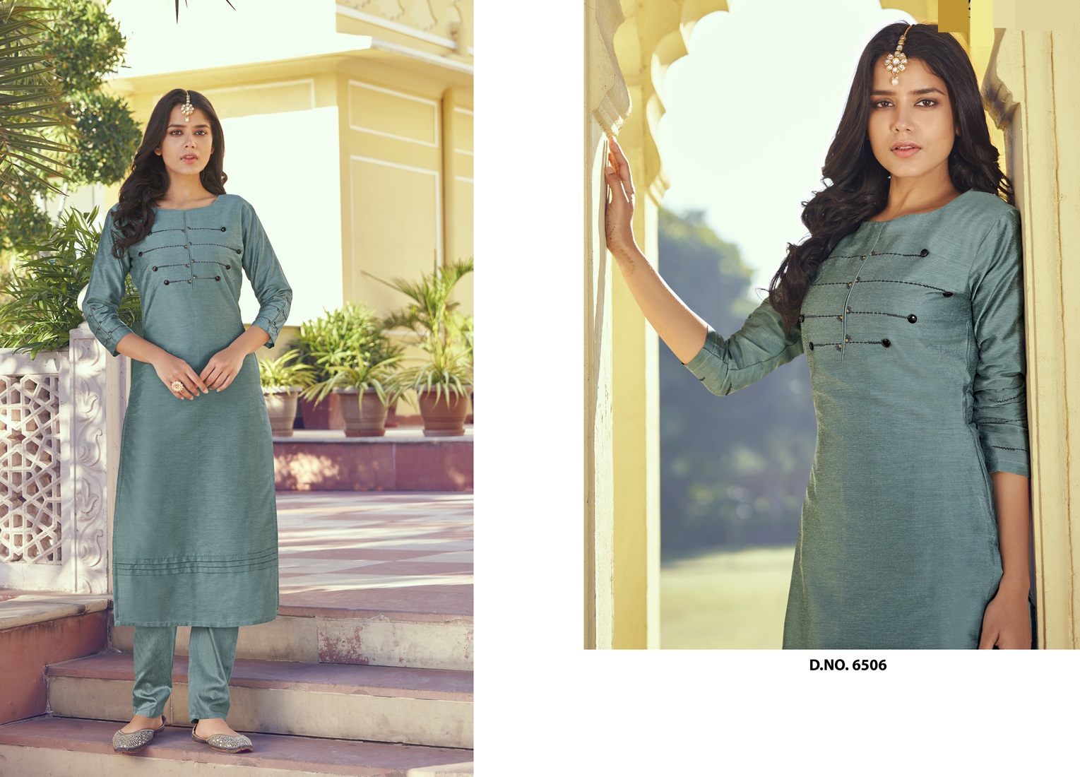 Roman Silk Kurti and Pant Set