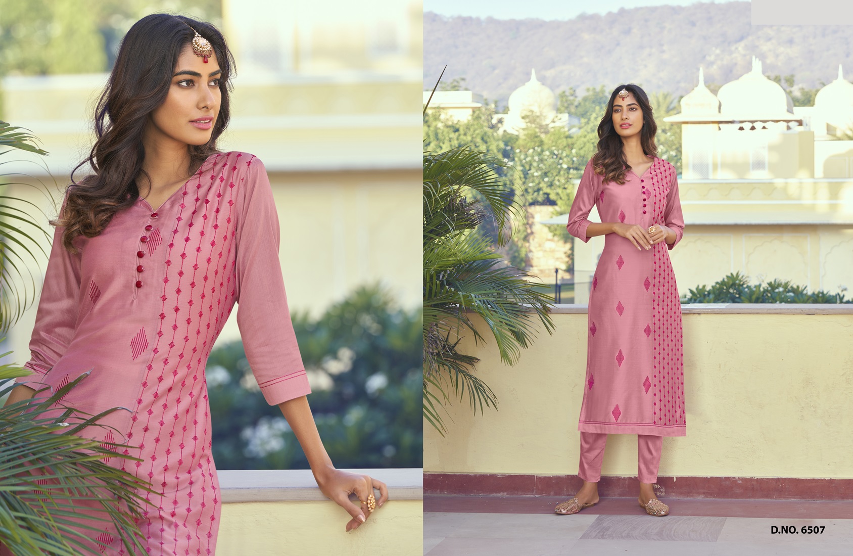 Roman Silk Kurti and Pant Set
