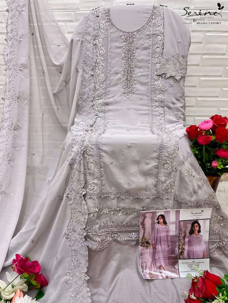 Exotic Pure Faux Georgette Embroidered Dress Material