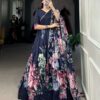 Tusser Silk Floral Printed Long Gown