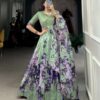 Tusser Silk Floral Printed Long Gown