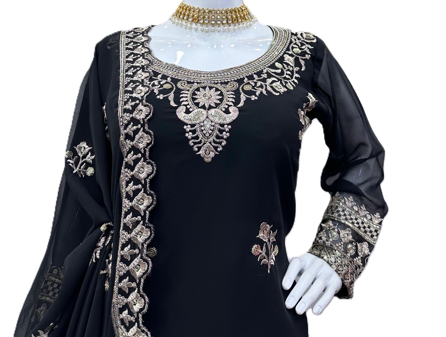 Premium Georgette Suit with Golden Thread & Sequin Work