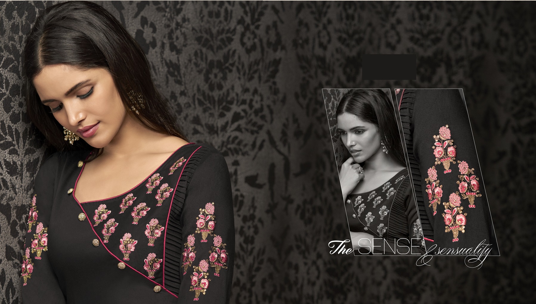 Premium Muslin Long Gown with Exquisite Embroidery