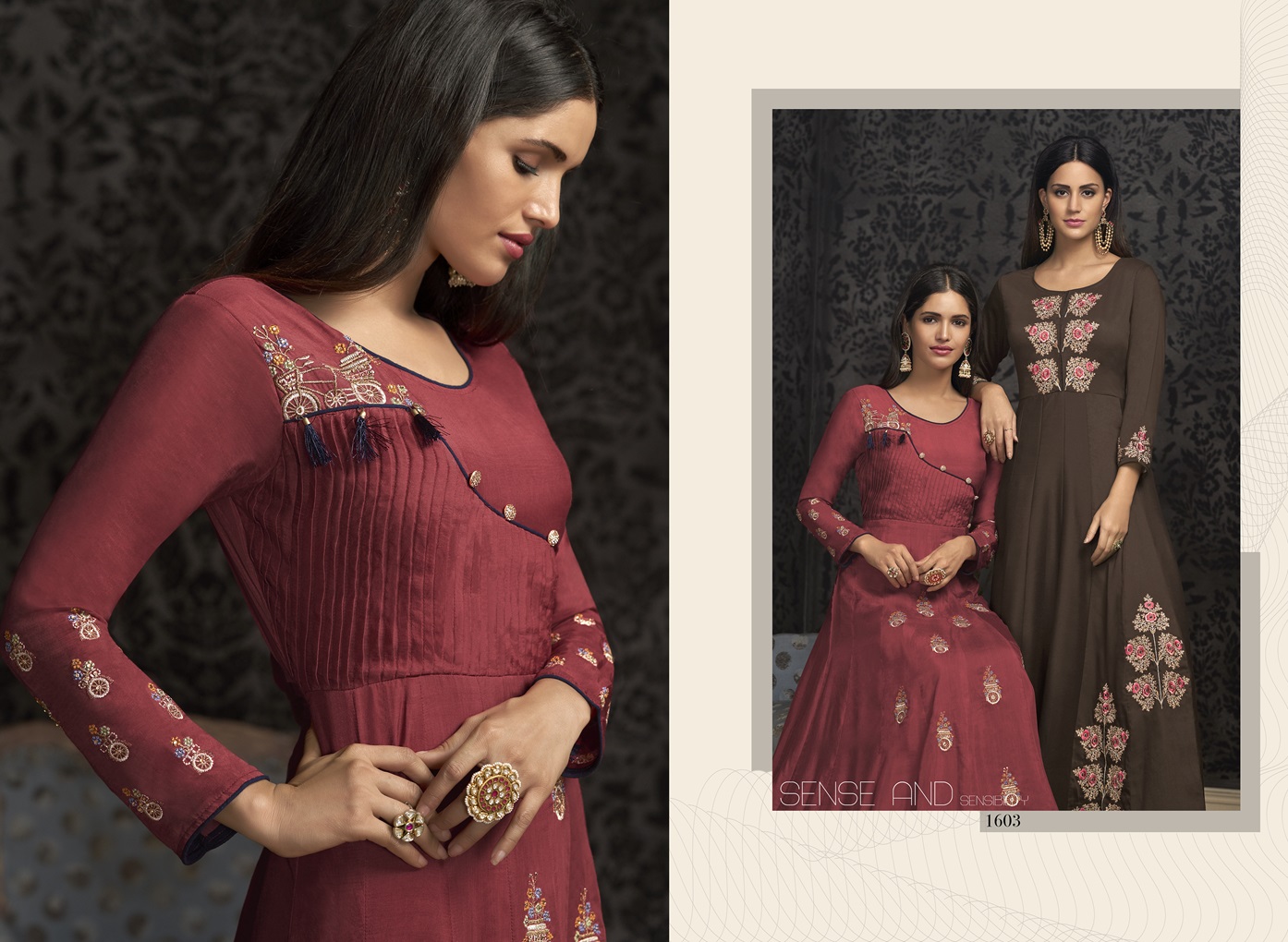 Premium Muslin Long Gown with Exquisite Embroidery