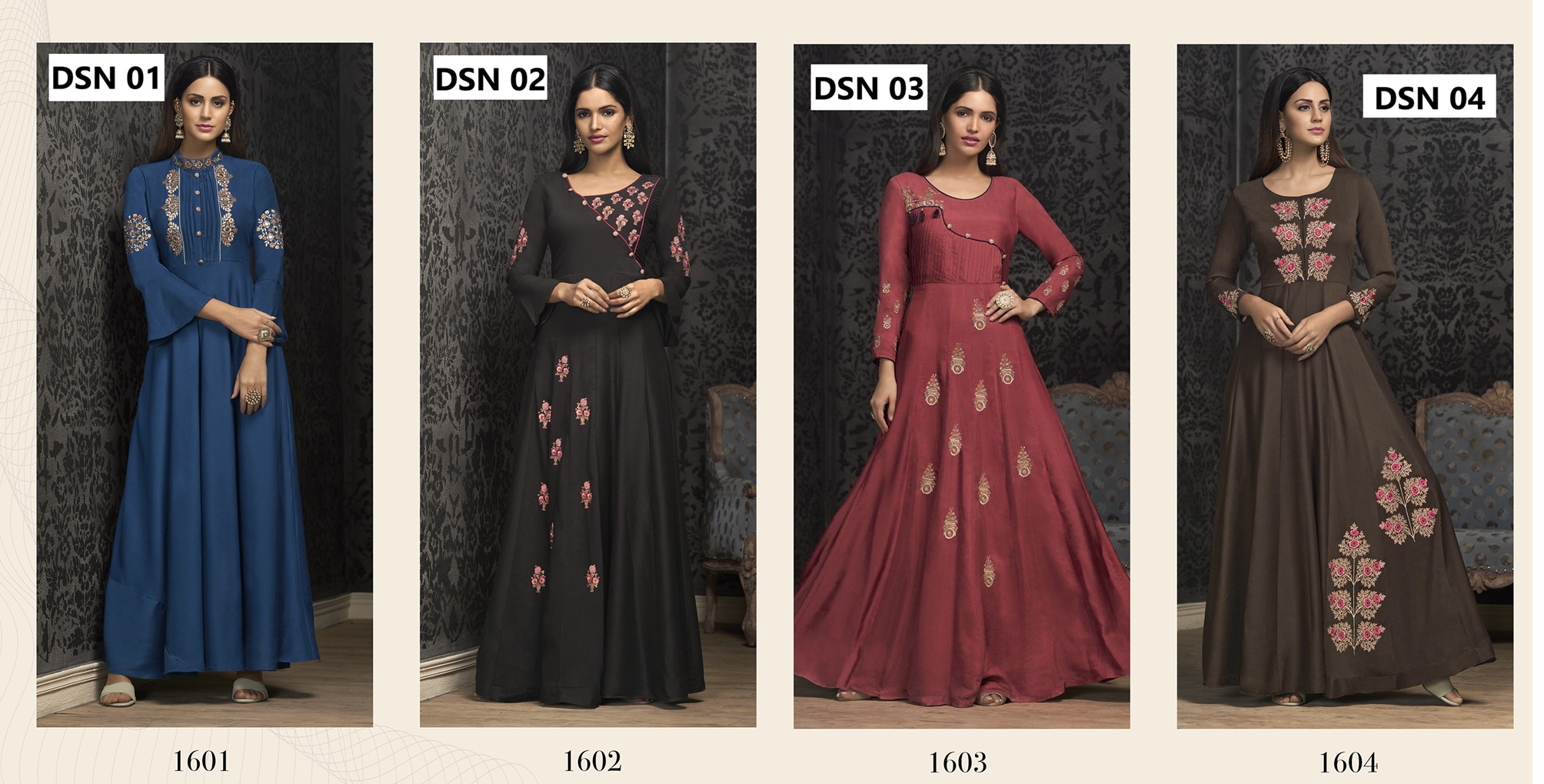 Premium Muslin Long Gown with Exquisite Embroidery