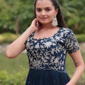 Blooming Georgette with Fancy Long Gown