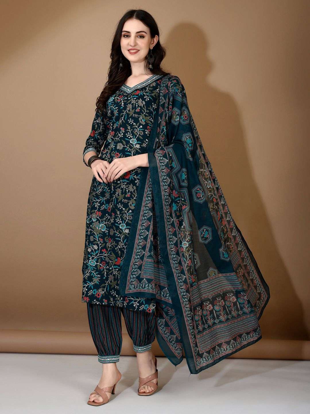Cotton Printed Beautiful Suit with Handwork