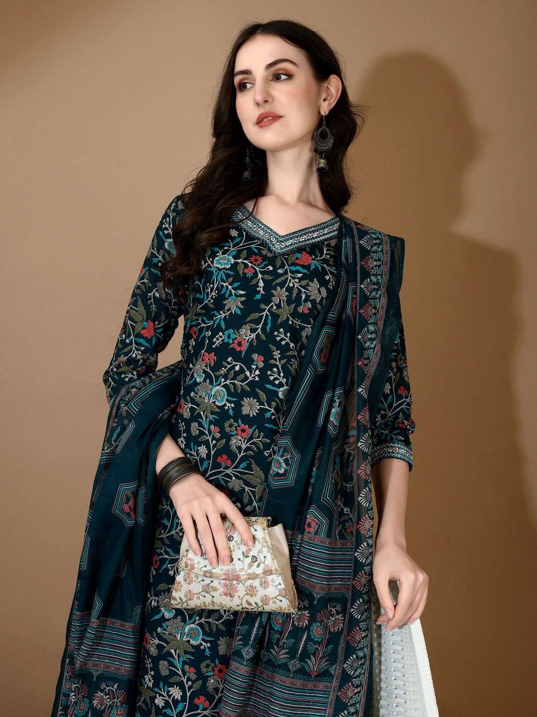 Cotton Printed Beautiful Suit with Handwork