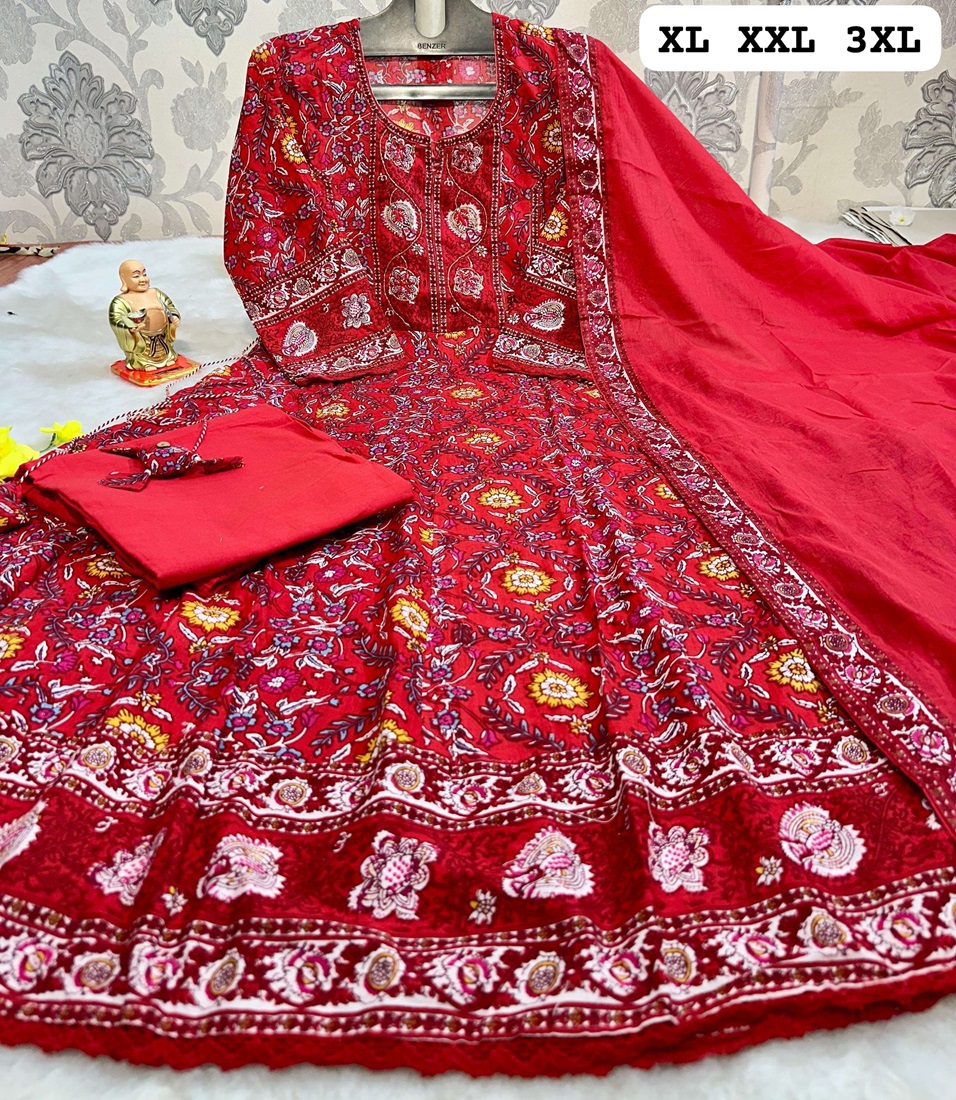 Anarkali Style Flower-Printed Designer Suit