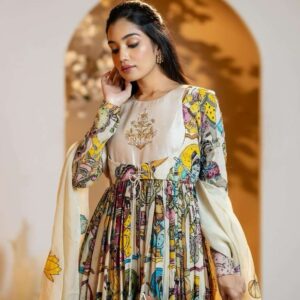 Kalamkari Printed Crepe Fancy Long Suit