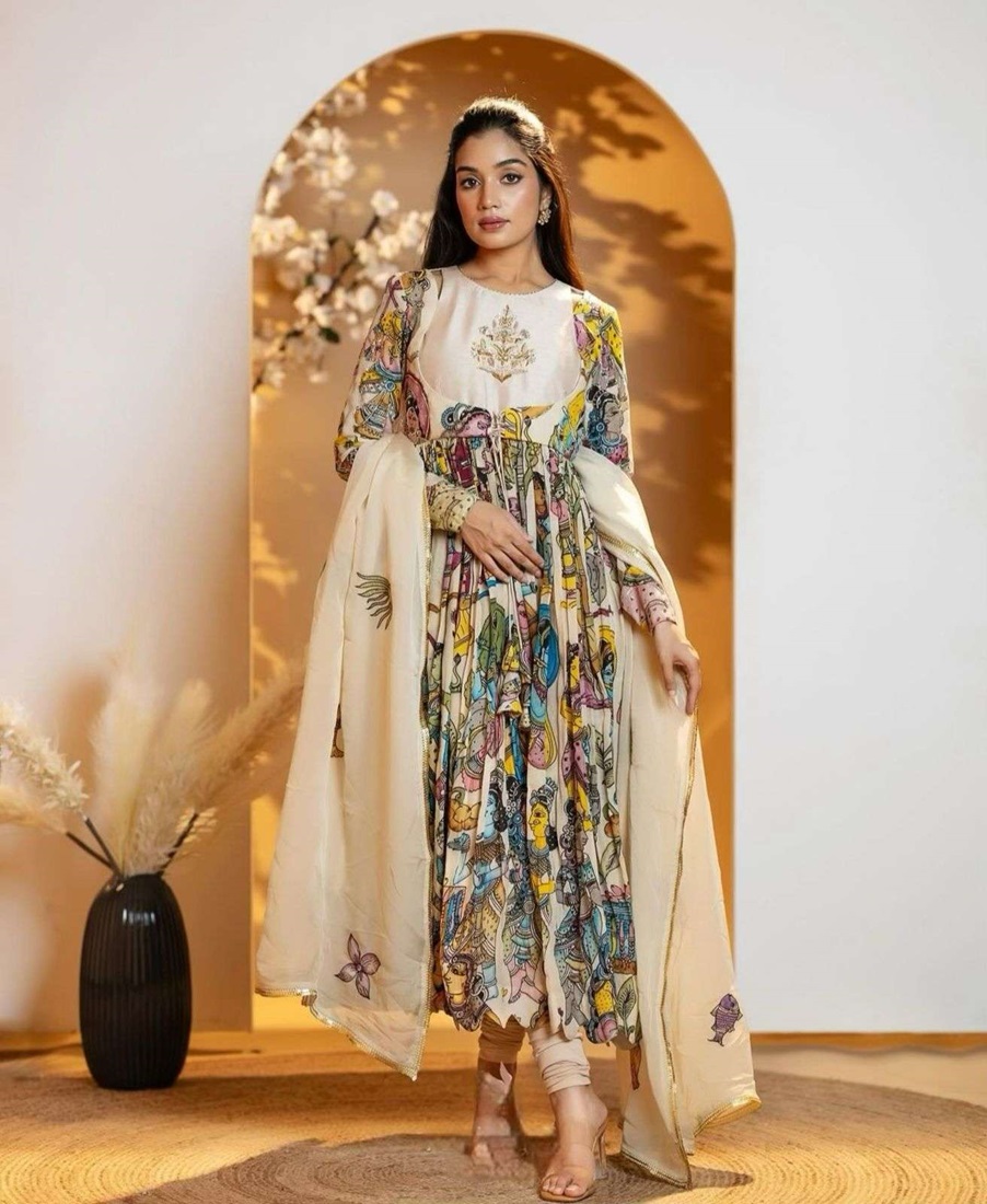 Kalamkari Printed Crepe Fancy Long Suit