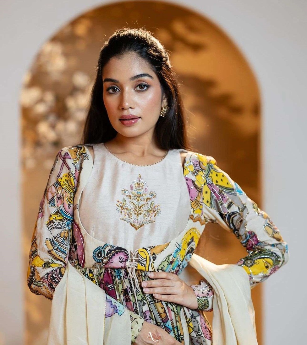 Kalamkari Printed Crepe Long Suit