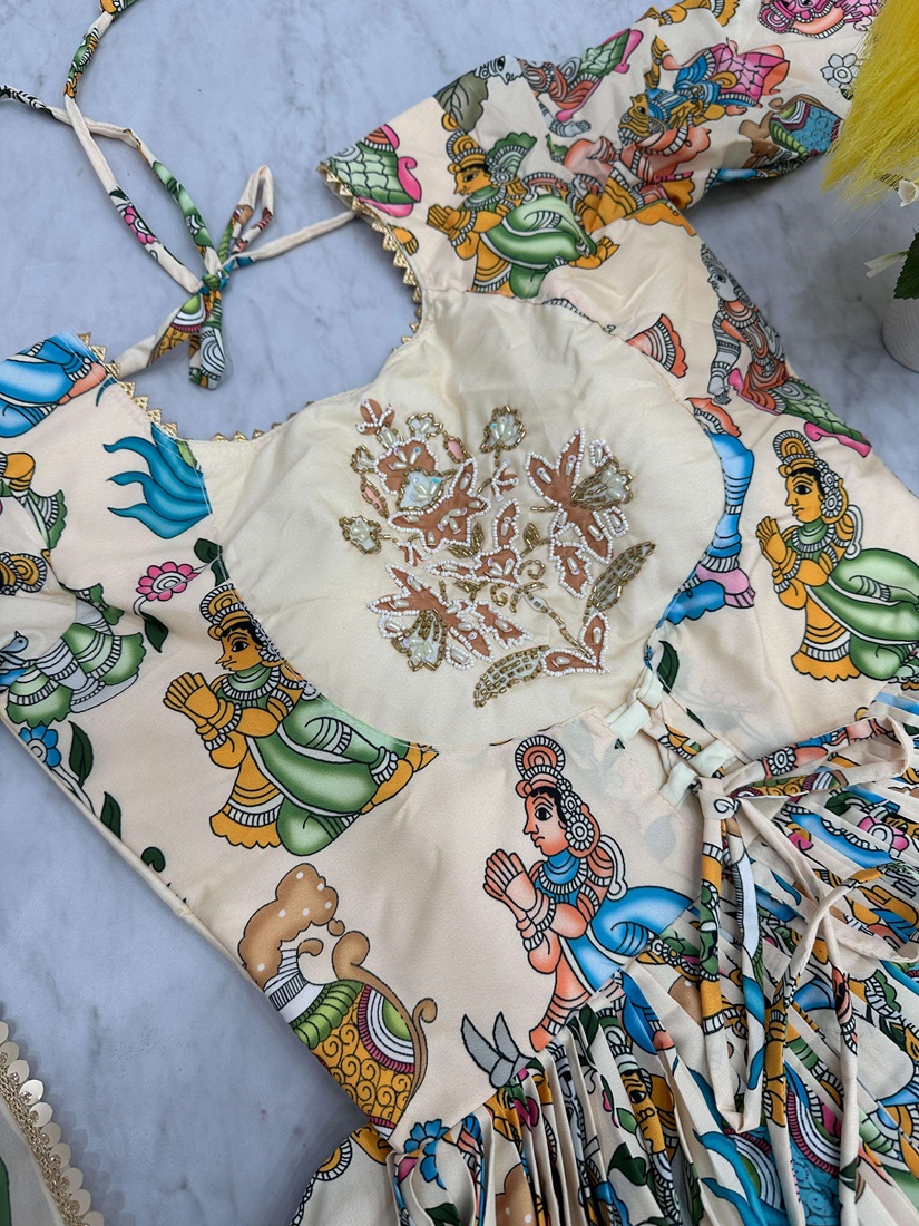 Kalamkari Printed Crepe Fancy Long Suit