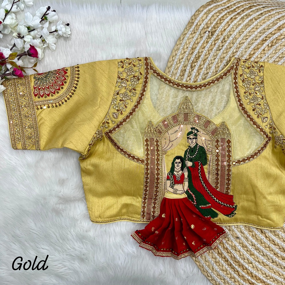 Heavy Embroidery Bridal Blouse with 3D Barbie Work