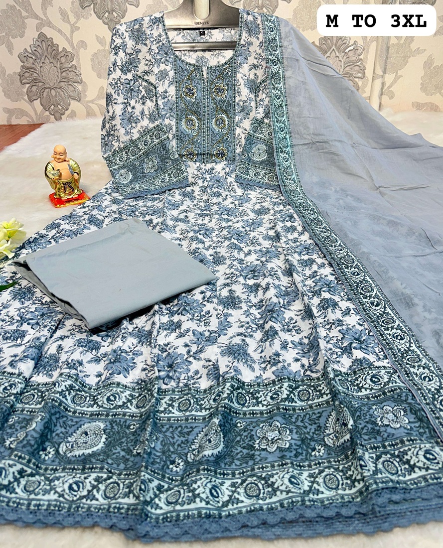 Anarkali Style Flower-Printed Designer Suit