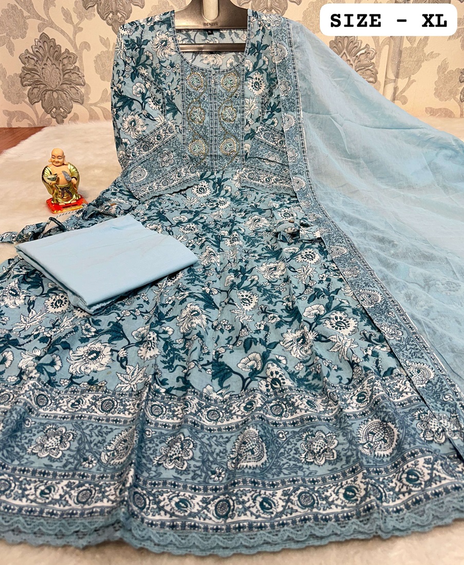 Anarkali Style Flower-Printed Designer Suit