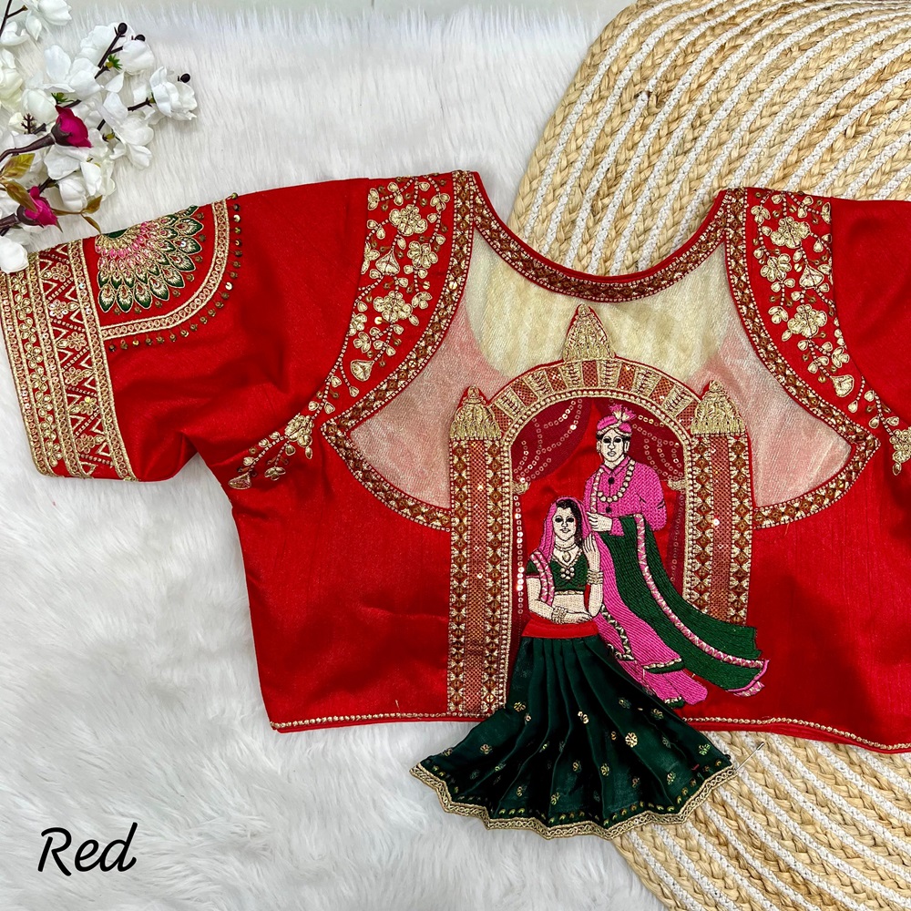 Heavy Embroidery Bridal Blouse with 3D Barbie Work