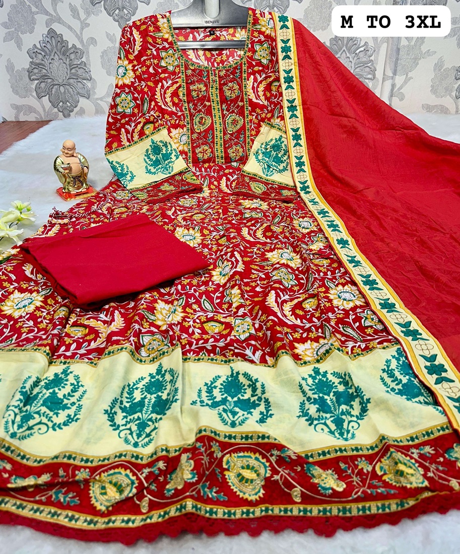 Anarkali Style Flower-Printed Designer Suit