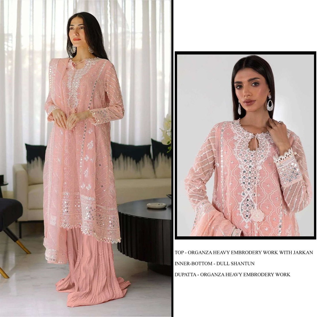 Organza Embroidery Work Semi-Stitched Suit
